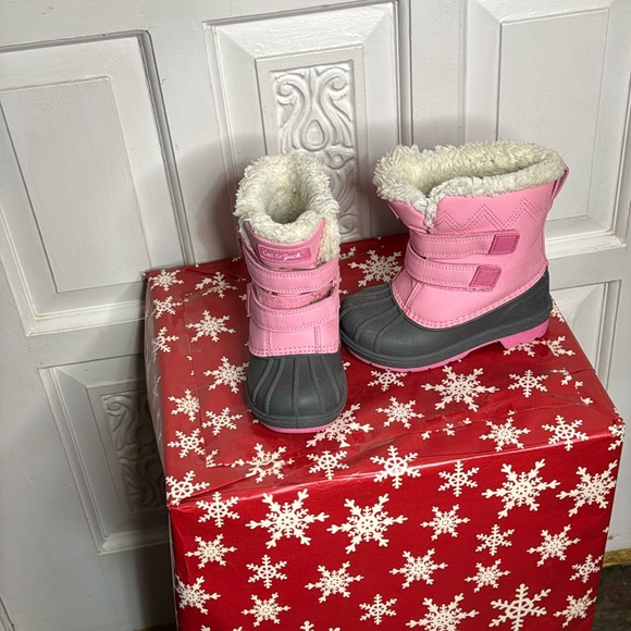 Cute Cat & Jack Winter Waterproof Pink & Black Faux Fur Boots Size 9 - Picture 1 of 15